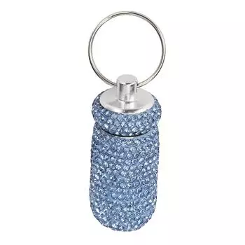 Светло-голубой контейнер для бутылочек с лекарствами из горного хрусталя из алюминиевого сплава, переносной футляр для хранения капсул, коробка