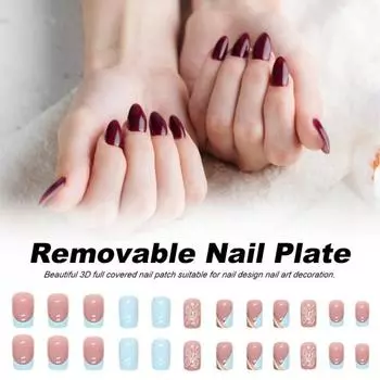 Светло-голубые французские золотые линии силуэта ногтей съемные долговечные наклейки для дизайна ногтей своими руками