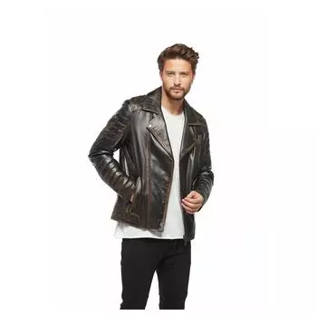 Светло-коричневое мужское байкерское пальто