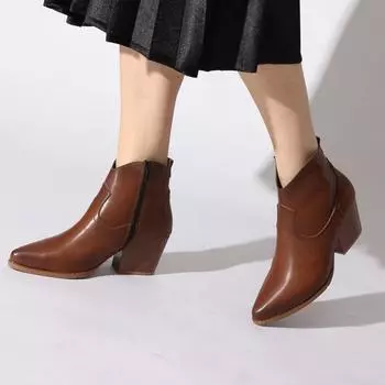 Светло-коричневые кожаные женские ботинки и ботильоны