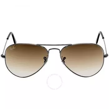 Светло-коричневые солнцезащитные очки унисекс Ray Ban Aviator с градиентом RB3025 004 51 55