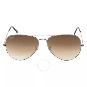 Светло-коричневые солнцезащитные очки унисекс Ray Ban Aviator с градиентом RB3025 004 51 62