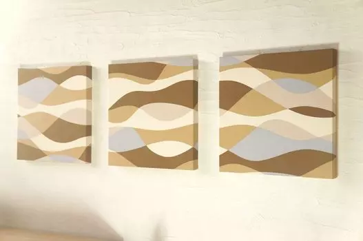 Светло-коричневый 30 x 30 x см Набор из 3 тканевых панелей Alice Geometric Wave Interior Cloth Art Panel Guest Room 2.5 N5-WAVE коричневый