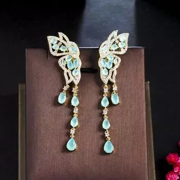 Светло-зеленые серьги-подвески с цирконием AAA в форме бабочки CMM, вечерние украшения для женщин светло-зеленый