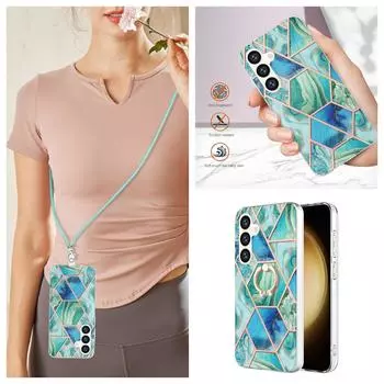 Светло-зеленый мраморный ремешок со съемной пряжкой или кольцо против падения или гладкий чехол для Samsung iPhone Xiaomi Redmi Oppo Nokia Moto... Redmi Note 10 Pro Max