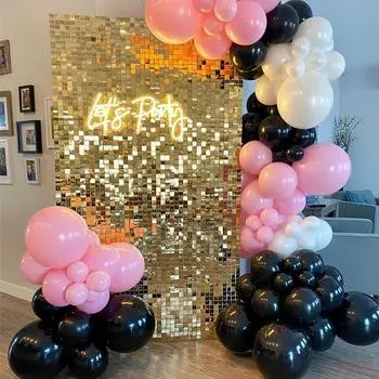 Светло-золотой мерцающий настенный фон 18 шт. Декоративные панели блестящий фотофон для украшения дня рождения 90cmx180cm-3FTx6FT