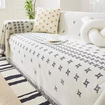 Светлое роскошное полотенце для дивана со свежим принтом, летние воспоминания, ощущение прохлады, полностью покрытый чехол для дивана, тканевое полотенце на спинку 180*130cm серый