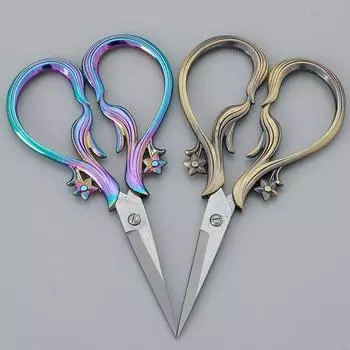 Светлые роскошные маленькие ножницы из нержавеющей стали для вышивки крестом в стиле барокко, винтажные ножницы-цимбидиум