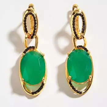 Светлые роскошные серьги с зеленым агатом и натуральным драгоценным камнем, дизайн для женщин, серебро 925 пробы, ювелирные изделия, подарок на годовщину L зелёный