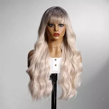 Светлый Омбре Синтетический Парик для Женщин Длинный Волнистый Парик для Косплея Лолиты со Средним Пробором Натуральные Волосы Термостойкий