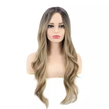 Светлый Омбре Синтетический Парик для Женщин Длинный Волнистый Парик для Косплея Лолиты со Средним Пробором Натуральные Волосы Термостойкий
