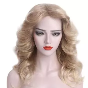 Светлый парик золотисто-коричневый парик женский средней длины волосы костюм косплей вечеринка повседневное использование вьющиеся волосы высокотемпературное волокно волосы золотой