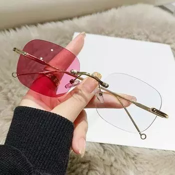 Светочувствительные, меняющие цвет, безрамные очки для близорукости, модные трендовые очки, меняющие цвет, коричневые простые очки с защитой от синего света -0