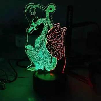 Светодиодная 3d маленькая настольная лампа с изображением дракона для гостиной, креативная семицветная настольная лампа с сенсорным телевизором, наполненная телевизором, для спальни
