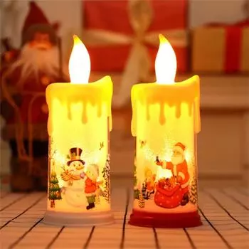 Светодиодная электронная свеча Снеговик Санта-ночник Рождественская атмосфера Световое украшение 22.5x9cm разноцветный