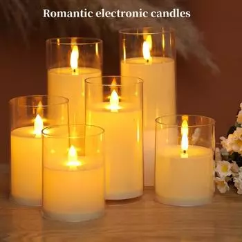 Светодиодная беспламенная электрическая свеча-лампа на пластиковой батарее, мерцающая поддельная свеча-подсвечник для свадьбы, Дня святого Валентина, Рождества, декора