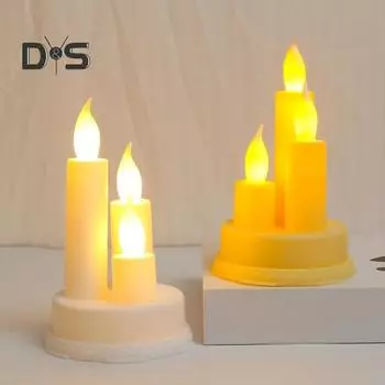 Светодиодная беспламенная свеча, электронная свеча, беспламенная свеча-столб, трио, настольная свеча для праздников, свадеб, вечеринок, центральное украшение бежевый