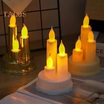 Светодиодная беспламенная свеча, электронная свеча, беспламенная свеча-столб, трио, настольная свеча для праздников, свадеб, вечеринок, центральное украшение белый