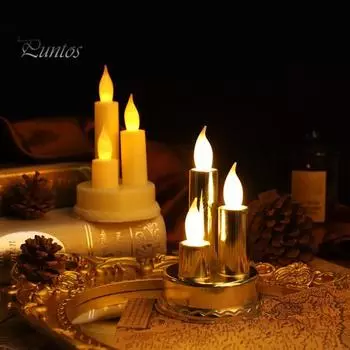 Светодиодная беспламенная свеча, электронная свеча, беспламенная свеча-столб, трио, настольная свеча для праздников, свадеб, вечеринок, центральное украшение бежевый