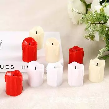 Светодиодная беспламенная свеча, красная и белая чайная свеча на батарейках, реалистичное пламя, украшение для дома на Рождество, праздник, свадьба 3PCS слоновая кость
