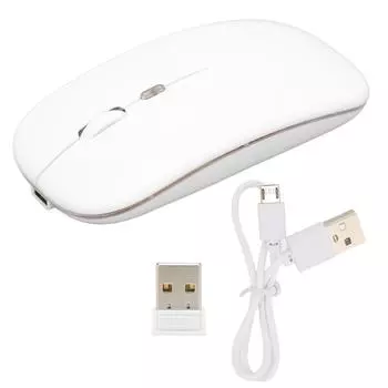 Светодиодная беспроводная мышь 2,4 ГГц с регулируемым DPI и зарядкой через USB, бесшумная беспроводная мышь с защитой от отпечатков пальцев белый