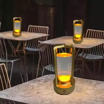 Светодиодная беспроводная настольная лампа, перезаряжаемая, ретро-бар, ресторан, ночник, сенсорная регулировка яркости, настольные лампы для спальни, дома, улицы, декора, подарков золотой