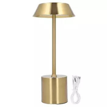 Светодиодная беспроводная настольная лампа золотистого цвета, перезаряжаемая, 3-цветная, сенсорная, с регулировкой яркости, работающая от батареек, лампа для спальни