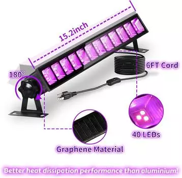 Светодиодная черная световая полоса 36 Вт, черные световые полосы для вечеринки Glow Party, 40 светодиодных полосок УФ-черного света для игровой комнаты, декор для вечеринок на Хэллоуин AC220 EU UK AU Plug