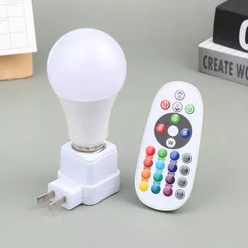 Светодиодная цветная лампочка с дистанционным управлением, цветная лампочка RGB, меняющая цвет, шар E27, винтовое отверстие, внутреннее освещение, затемняющая маленькая ночная лампа Remote Control