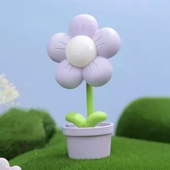 Светодиодная цветочная лампа с мерцанием, мягкое освещение, защита глаз, компактный размер, цветочный горшок, ночник, украшение для рабочего стола фиолетовый