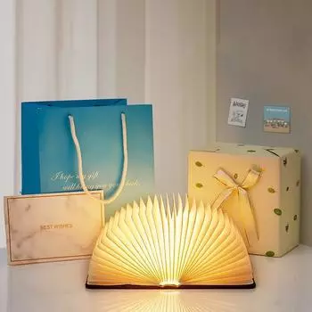 Светодиодная деревянная лампа для чтения, креативная складная лампа USB для чтения, детский подарок на день рождения, украшение для спальни, ночник 10x8x2.5cm