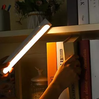 Светодиодная длинная сенсорная ночная лампа у кровати с зарядкой от USB, вращением на 90°, для чтения в общежитии, магнитная лампа и фонарь без проводов WHITE