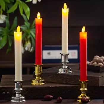 Светодиодная длинная свеча, электронная лампа, украшение для дома, храма, бездымная лампа для Будды, подсвечник, свеча, ужин, поддельная красная свеча Red pole on gold