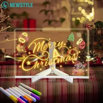 Светодиодная доска для письма, ночник, светящаяся акриловая доска для маркеров с 7 цветами, детская доска для рисования для рождественского подарка