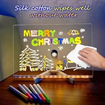 Светодиодная доска для заметок с 7-цветной ручкой, мягкое свечение, широко используется с подсветкой Square