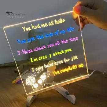 Светодиодная доска для заметок с 7-цветной ручкой, многоразовая, простая в использовании, светящаяся акриловая доска для записей с подсветкой, доска для рисования со светодиодной подсветкой A