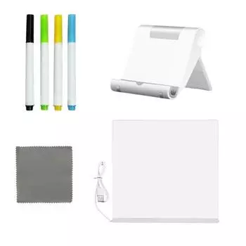 Светодиодная доска для заметок с цветной подсветкой, акриловая доска для сообщений с подсветкой, доска для рисования и письма сухостираемым маркером для детей и взрослых 15x15cm