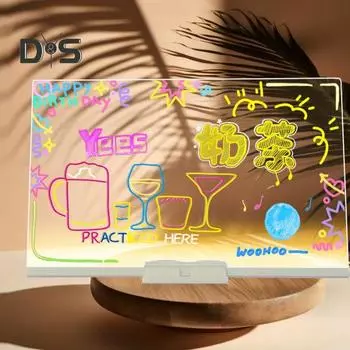 Светодиодная доска для заметок с цветной подсветкой, акриловая доска для сообщений, прозрачная искусственная кристально чистая поверхность для письма, регулируемая подставка чистый