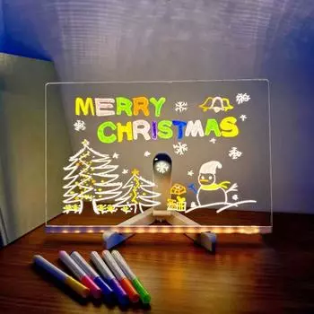 Светодиодная доска для заметок, светящаяся акриловая доска для сухого стирания букв с кронштейном, многоразовая многофункциональная светящаяся доска для заметок S