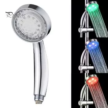 Светодиодная душевая головка со светодиодной подсветкой Светодиодный светящийся разбрызгиватель, меняющий цвет Простая установка Высокоскоростной моторный разбрызгиватель для ванны без батареи A