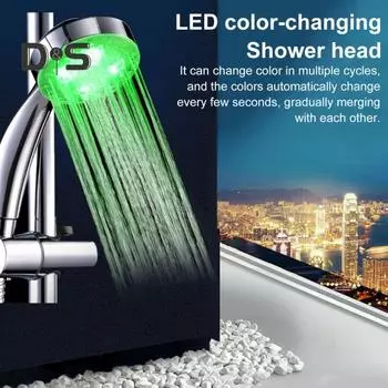 Светодиодная душевая головка со светодиодной подсветкой Светодиодный светящийся разбрызгиватель, меняющий цвет Простая установка Высокоскоростной моторный разбрызгиватель для ванны без батареи A