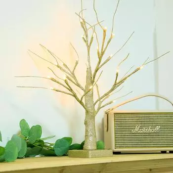 Светодиодная елочная гирлянда 24 головки 45 см теплый свет напыление Хэллоуин Пасха Батарейный светильник Рождественская елка украшение интерьера 24L-45cm warm light чёрный