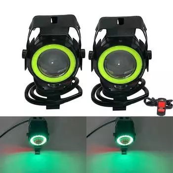 Светодиодная фара для мотоцикла 125 Вт U7 Mini Angel Eye Мотоциклетная лампа 2pcs+switch красный