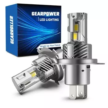 Светодиодная фара GEARPOWER H4 30000LM, яркая, 6500k, холодный белый, интегрированная светодиодная фара H4 для автомобилей, мотоциклов, бесшумный вентилятор, длительный срок службы, осмотр транспортного средства