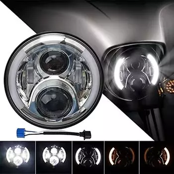 Светодиодная фара Largoods, 7 дюймов, фара Harley Wrangler, 5 режимов, поворотник, светодиодный противотуманный фонарь, водонепроницаемый, высокая яркость с DRL HI/LO