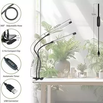 Светодиодная фитолампа для выращивания растений, фитолампа для комнатных растений с регулятором полного спектра, фитолампа для рассады цветов, фитолампа для дома USB