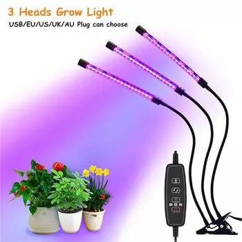 Светодиодная фитолампа с таймером (питание через USB-шнур) чёрный