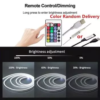 Светодиодная гибкая силиконовая неоновая светодиодная вывеска RGB лента лампа веревка водонепроницаемая диммируемая пульт дистанционного управления USB 5 В SMD 3535 108 светодиодов/м декор 1m