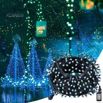 Светодиодная гирлянда, 8 режимов, мигающая гирлянда с дистанционным управлением для рождественской елки, занавески для вечеринки во дворе 13 белый