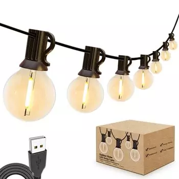 Светодиодная гирлянда IKERY, цветная, USB, 5 В, слабое освещение, материал ПК, устойчивый к повреждениям, лампочка G40, цоколь E12, защита от дождя, непрямое освещение